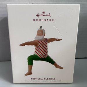 Hallmark Keepsake 2019 Christmas ornament FESTIVELY FLEXIBLE - yoga Santa